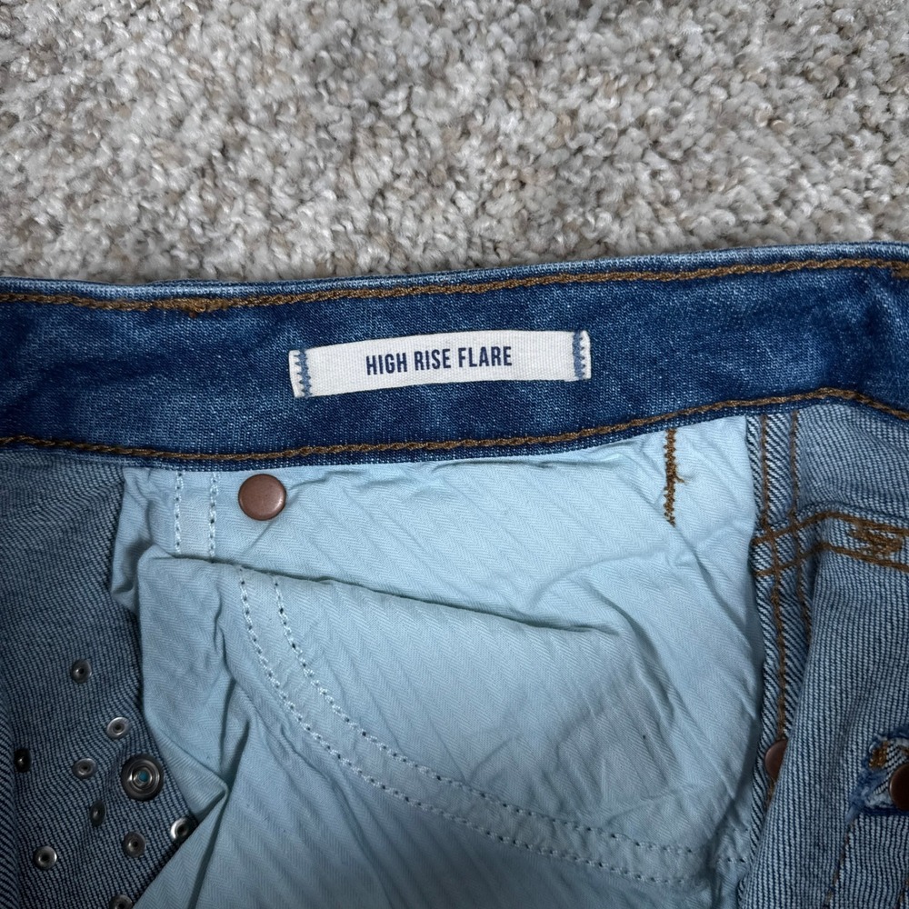Wrangler Blue Denim High-Waist Flare Jeans Wide Leg - Picture 3 of 10